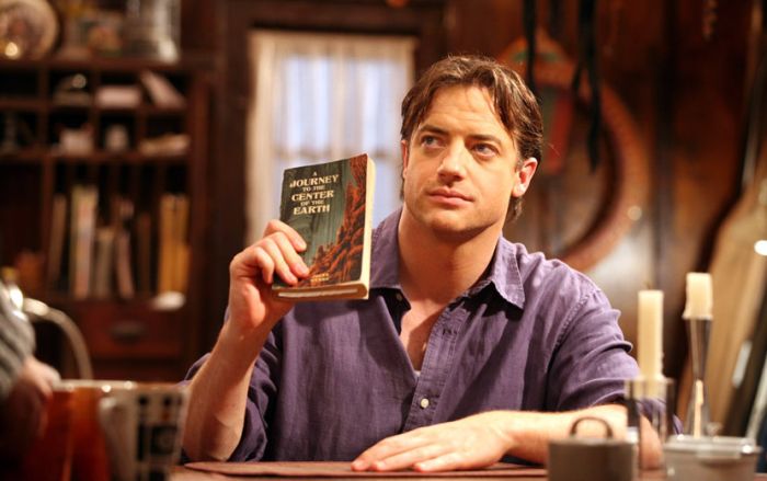 Brendan Fraser with the book.